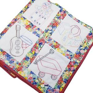 NEW Baby Toddler Crib Quilt Floral Stripes Bright Softball Guitar Horse Baseball